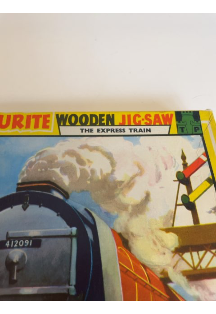 Retro træpuslespil med tog