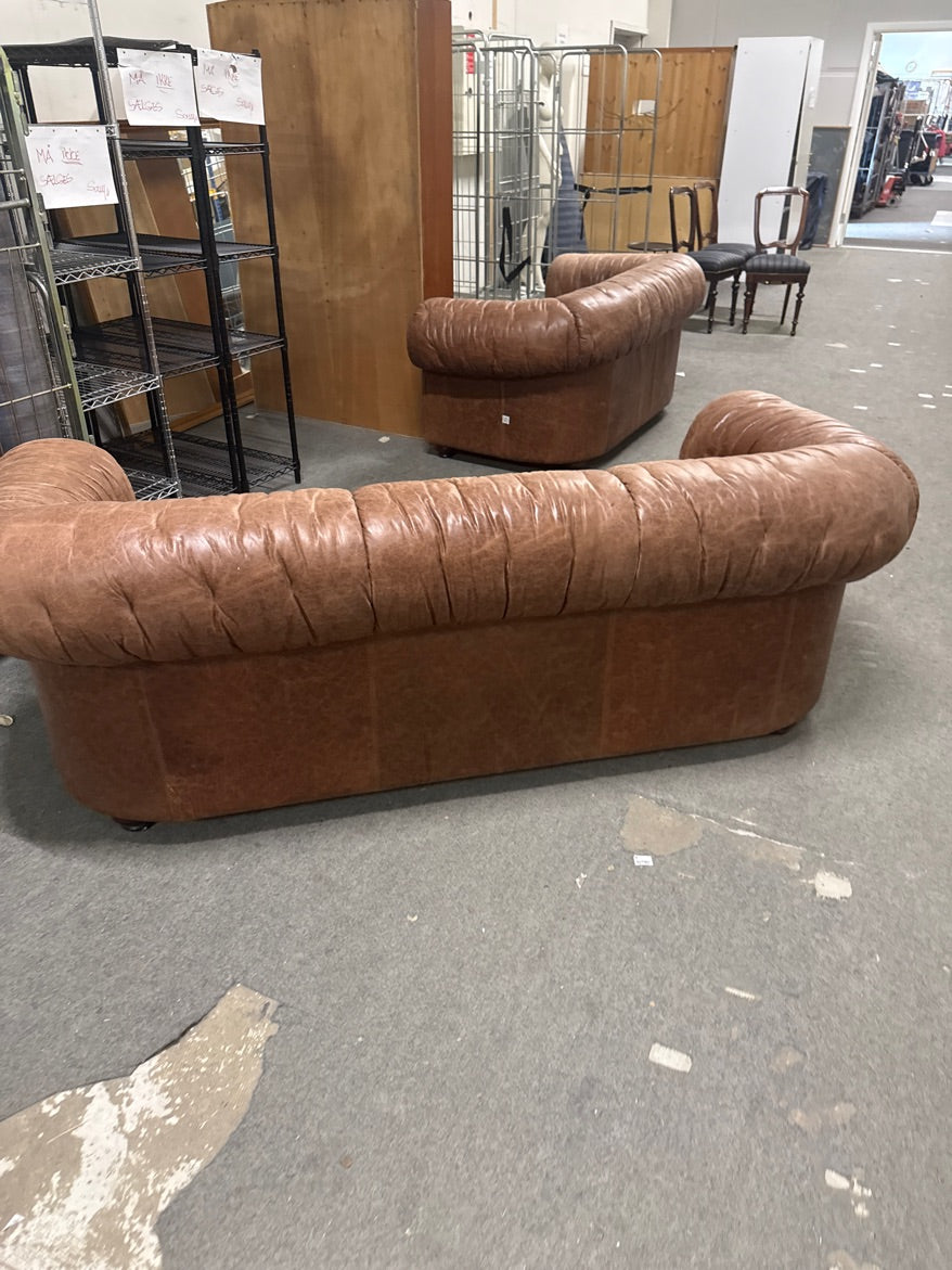 Lædersofa brun 3 Pers.