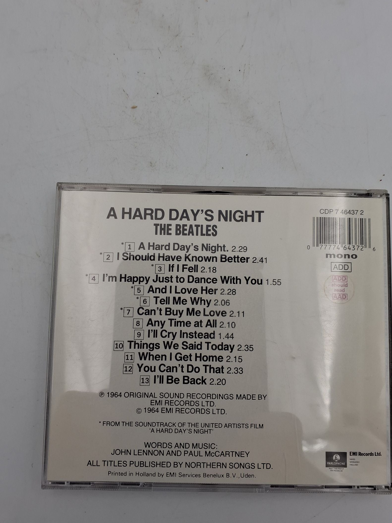 CD The Beatles: A hard day's night