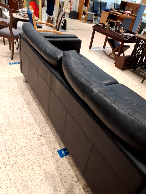 Lædersofa sort
