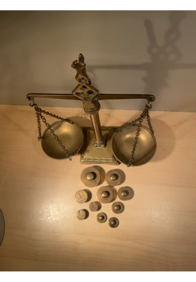 Antik messing vægt m. lodder