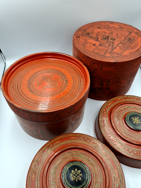 Antik Burmesiske håndmalet Betel box