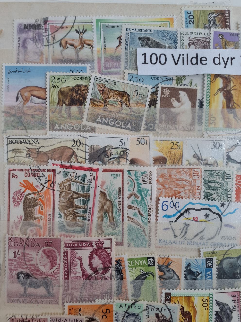 100 frimærker Pattedyr