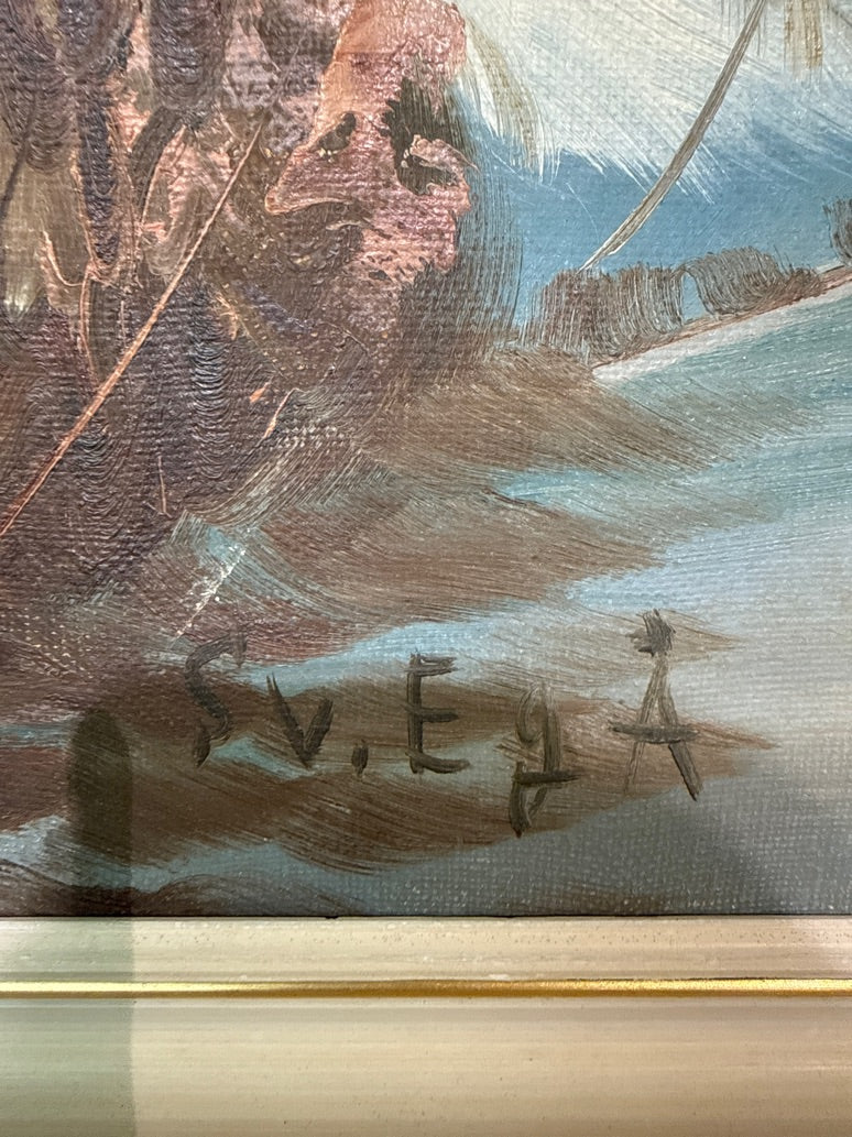 Maleri vinterlandskab