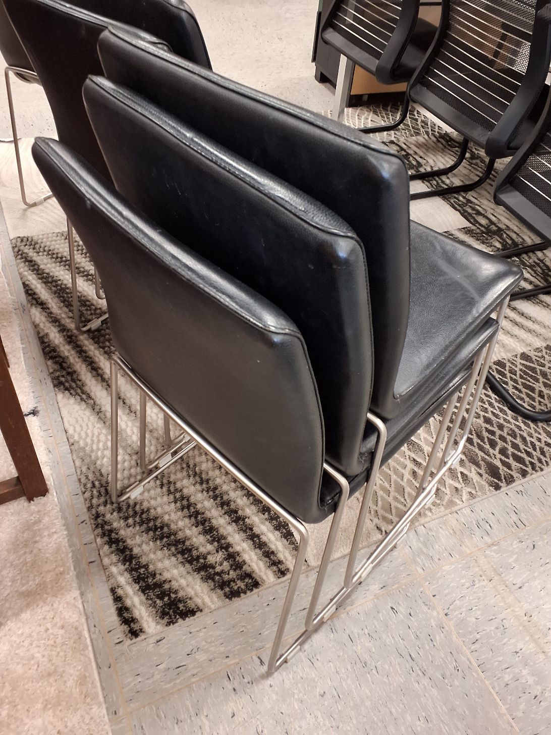 6 stk stole sort skind stål