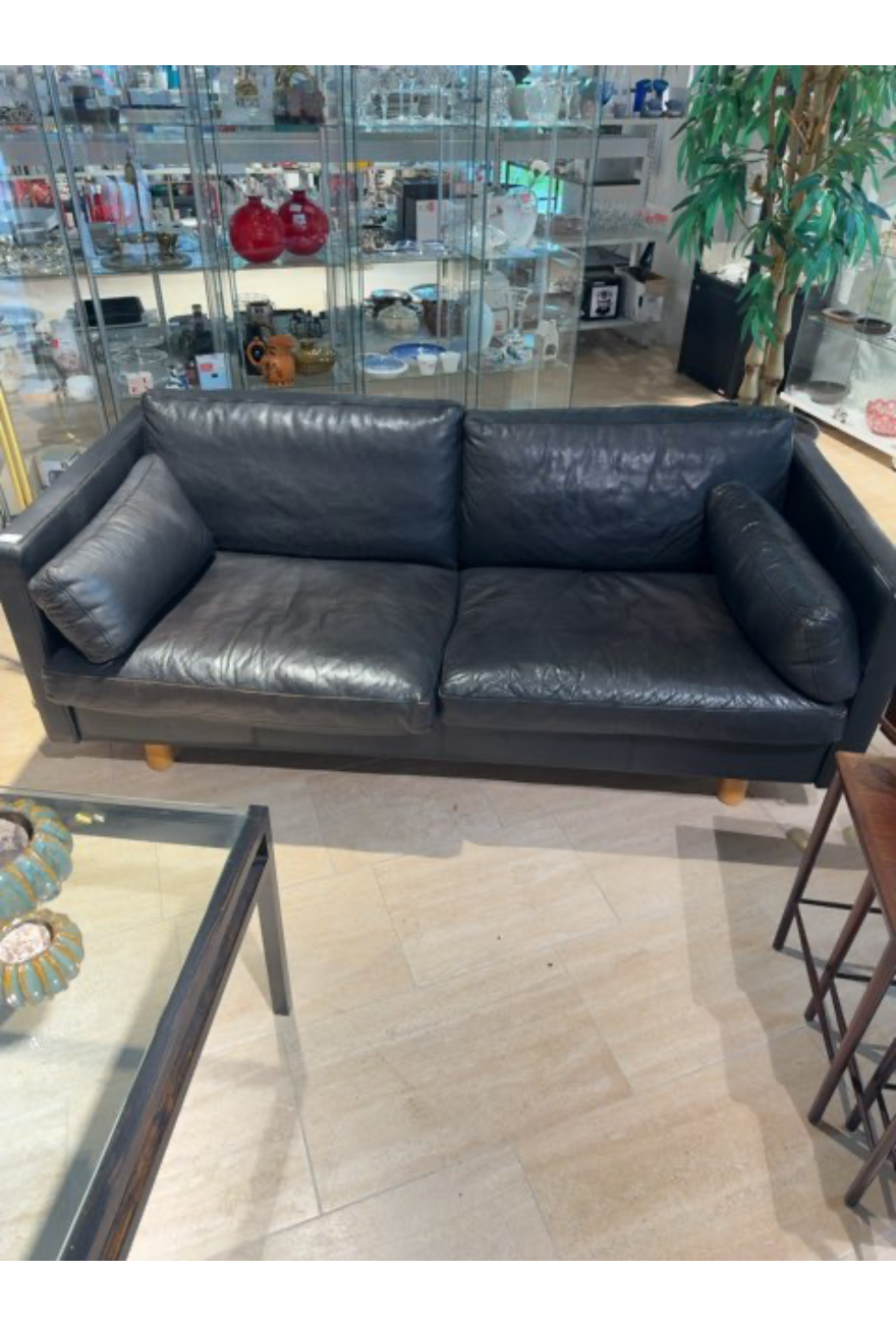 Sofa i sort læder