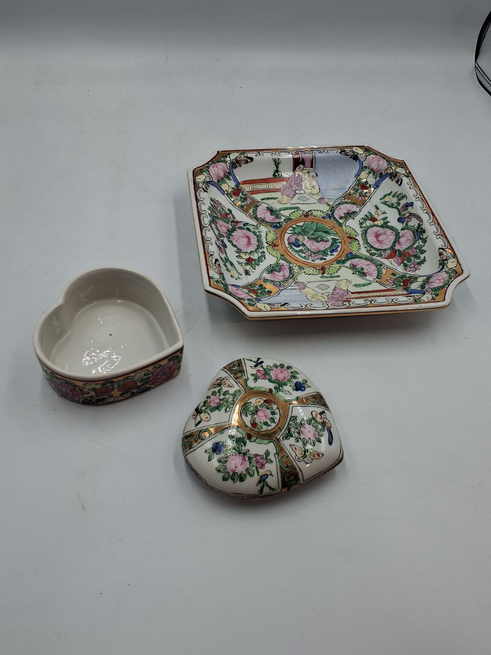Rose medallion porcelain sæt, kinesisk antik