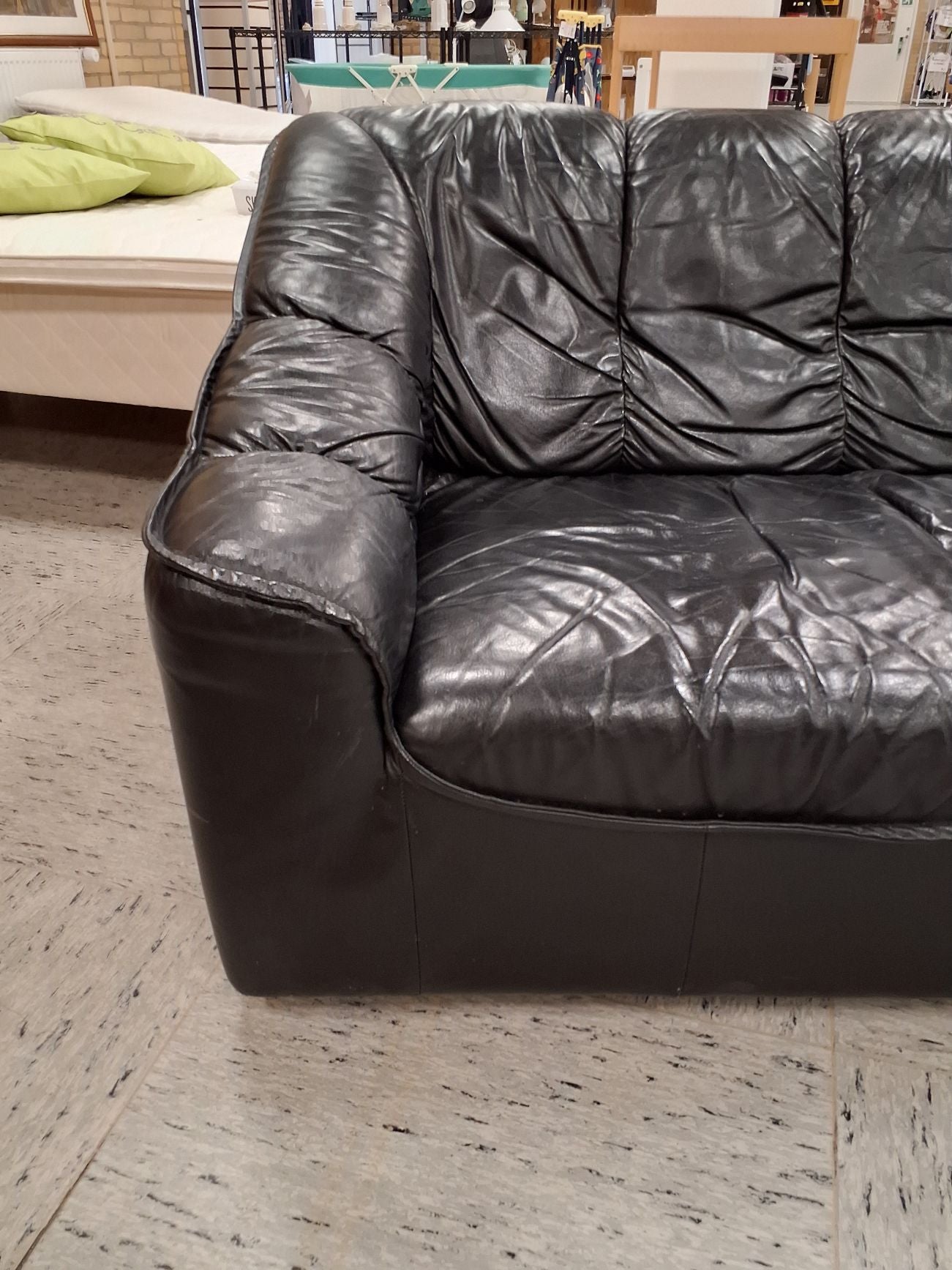 3 prs sort læder sofa