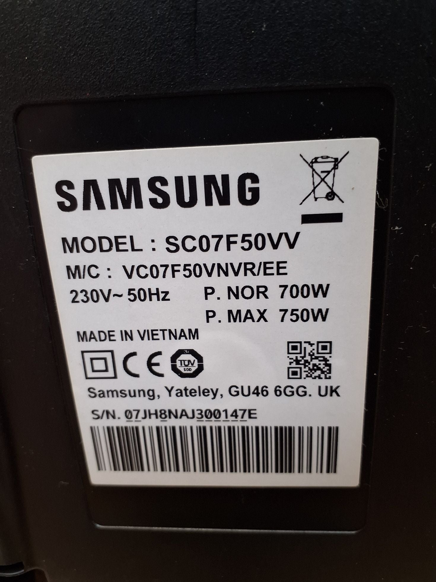 Samsung støvsuger SC07F50VV