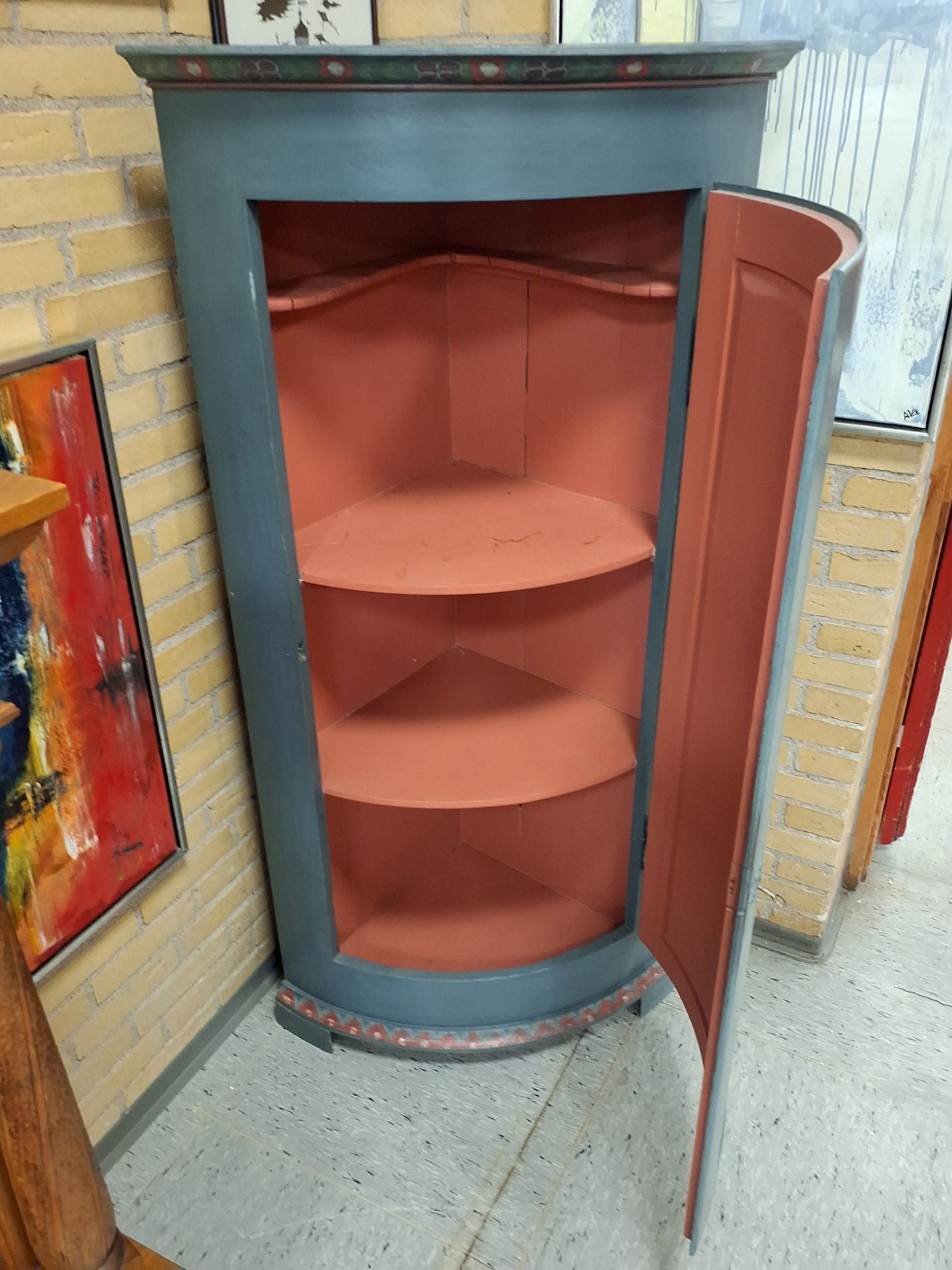 Vintage hjørneskab blåt