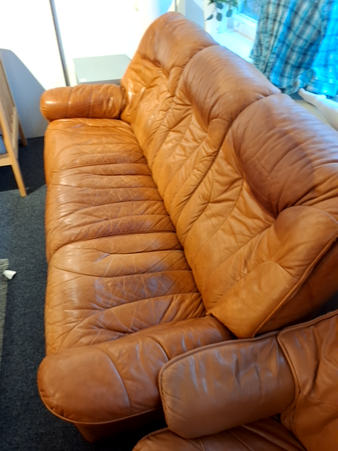 Brun lædersofa
