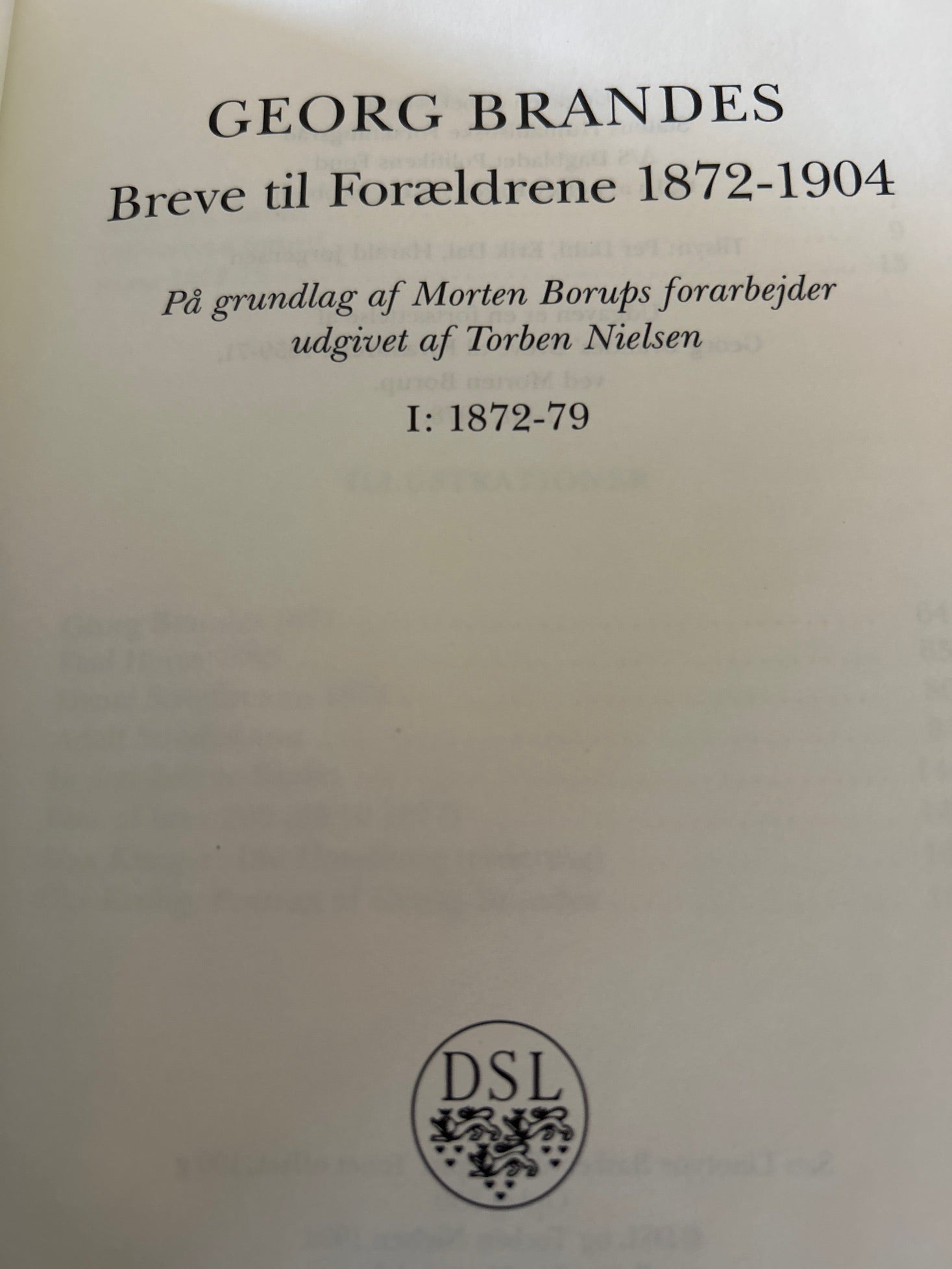 Georg Brandes - breve til forældrene 1872-1904