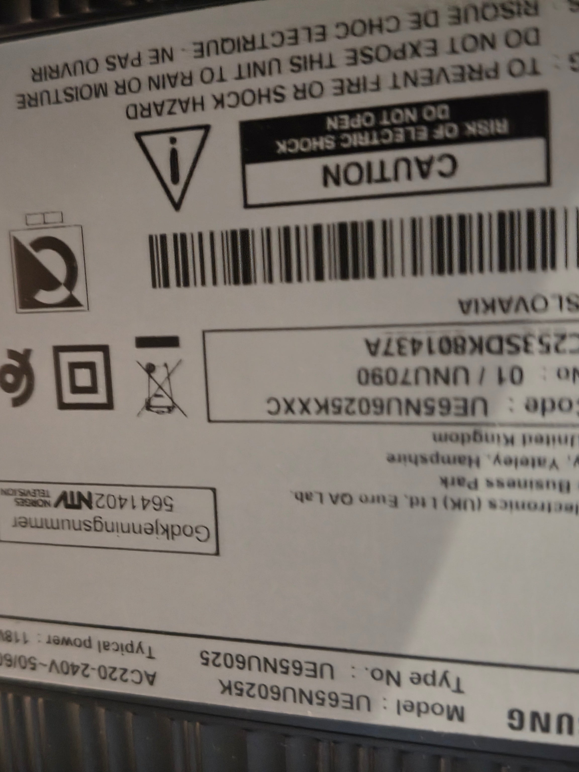 65 tommer Samsung TV